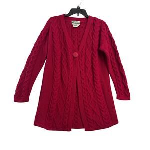 Arancrafts Ireland 100% Merino Wool Sweater M Cable Knit Cardigan